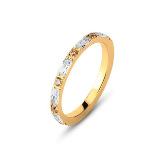 Melano Friends Ava Ring Goudkleurig CZ Champagne