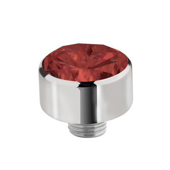 Melano Sturdy Steentje Cz China Red 12mm Zilverkleurig