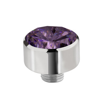 Melano Sturdy Steentje Cz 10mm Zilverkleurig Purple