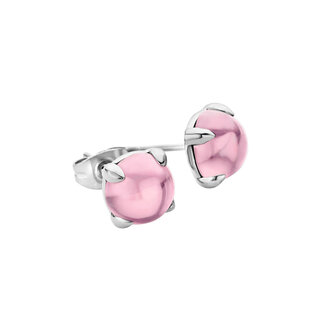 MelanO Friends Oorstekers Edelstaal Zilver 8mm Zirkonia Pink