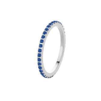 Melano Friends Ring Sade Zilverkleurig Zirkonia Jeans Blue