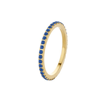 Melano Friends Ring Sade Goudkleurig Zirkonia Jeans Blue